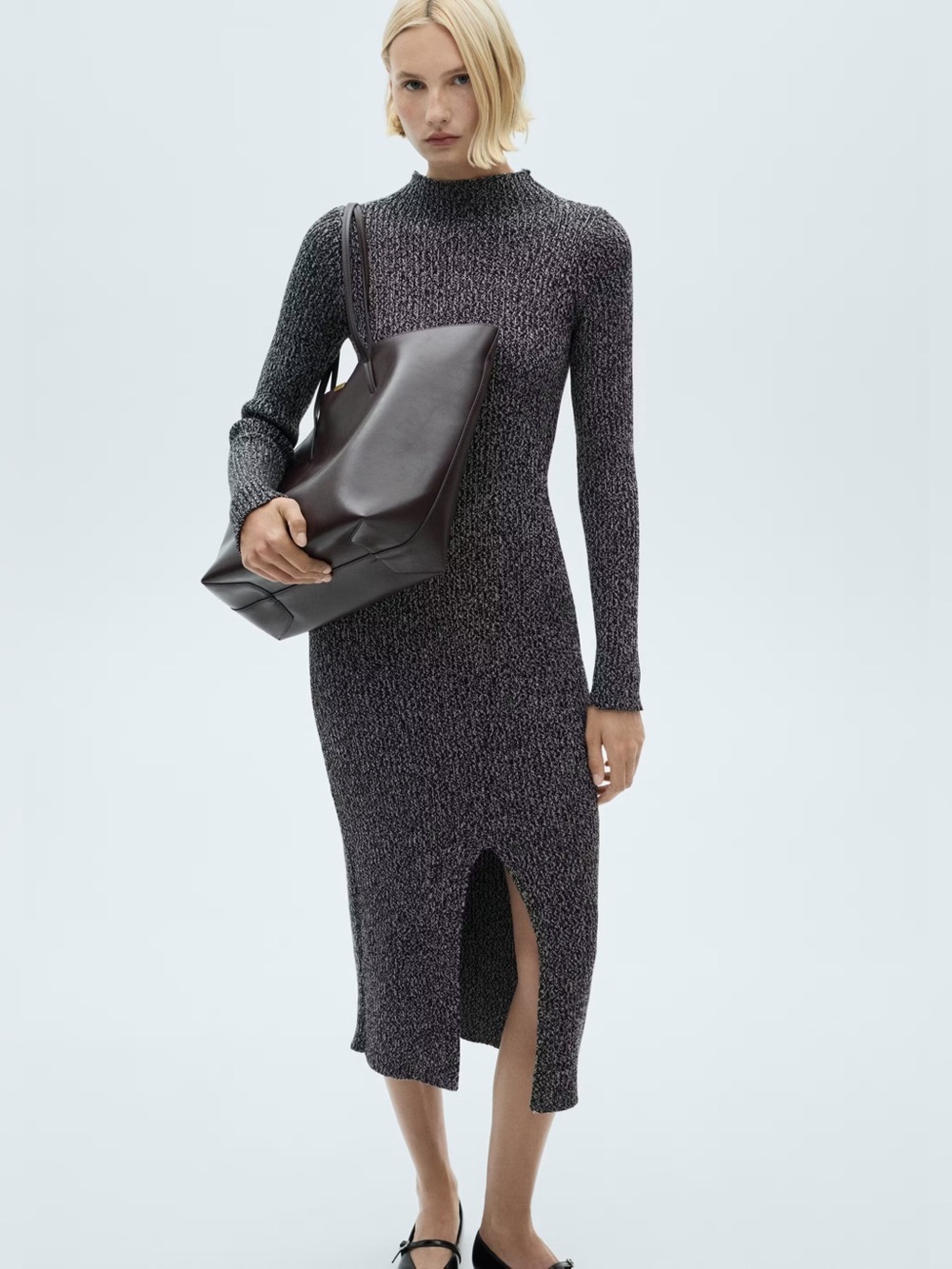 Mango Grey flecked sweater dress NWT